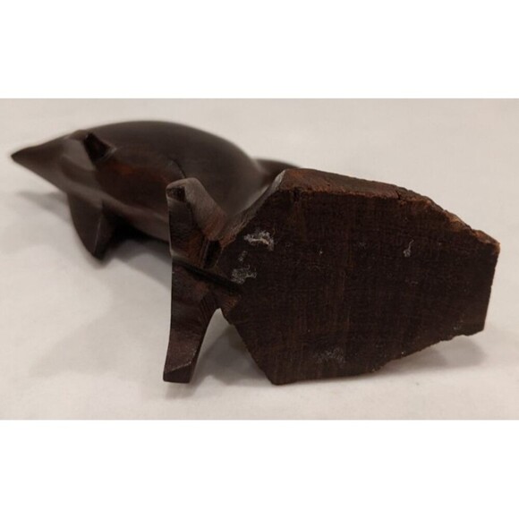 Vintage Ironwood Hand Carved Dark Brown 3" Dolphin Statue Figure - Picture 7 of 7